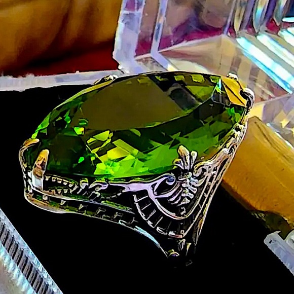 Sterling Silver Aquamarine Zircon Ring, Large Stone, Cocktail - Picture 9 of 9